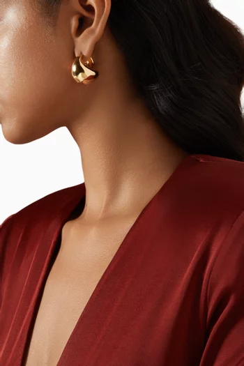 Medium Sculptural Chubby Dome Earrings in 18kt Gold-plated Brass