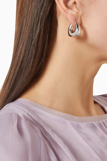 Small Sculptural Chubby Dome Earrings in Rhodium-plated Brass