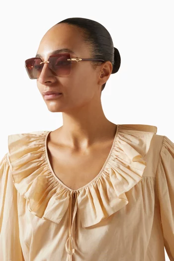 نظارة شمسية بتصميم مربع بدون إطار