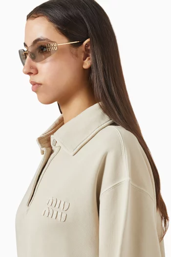 نظارة شمسية بعدسات متصلة وإطار معدن