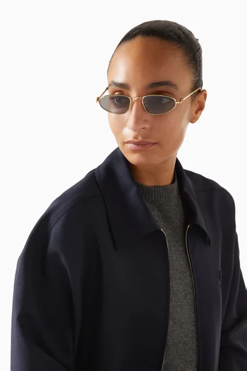 نظارة شمسية بإطار بيضاوي معدن