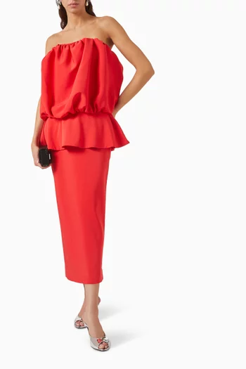 Puffy Peplum Dress in Sablé