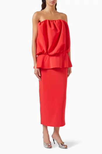 Puffy Peplum Dress in Sablé