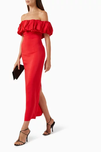 Bardot Off-shoulder Dress in Sablé
