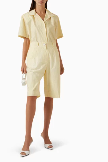 Striped Bermuda Shorts in Poplin