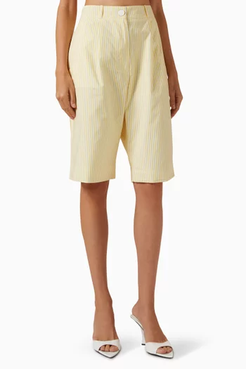 Striped Bermuda Shorts in Poplin