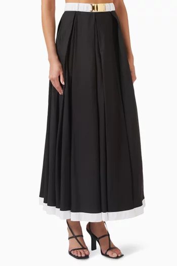 Pleated Midi Skirt in Poplin