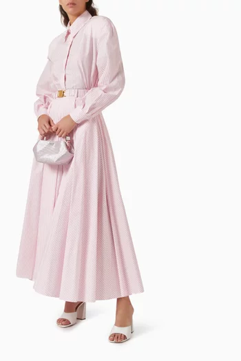 Pleated Midi Skirt in Poplin