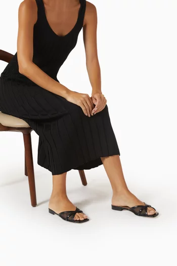 Perla Slide Sandals in Mesh & Leather