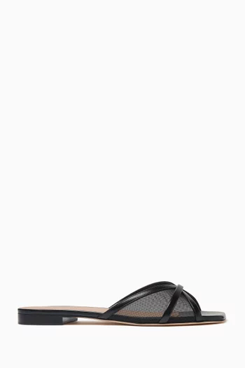 Perla Slide Sandals in Mesh & Leather