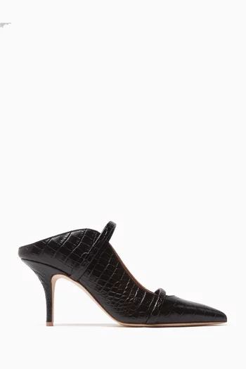 Maureen 70 Mules in Glossy Croc-embossed Leather