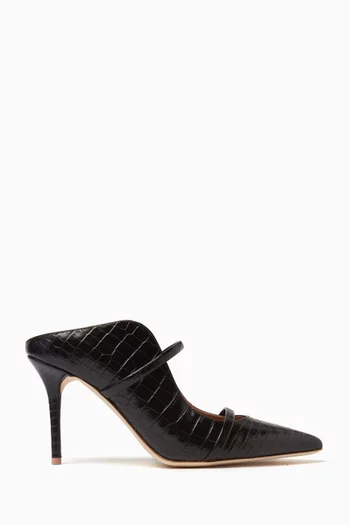 Maureen 85 Mules in Croc-embossed Leather