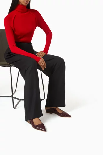 Maureen Flats in Croc-embossed Leather