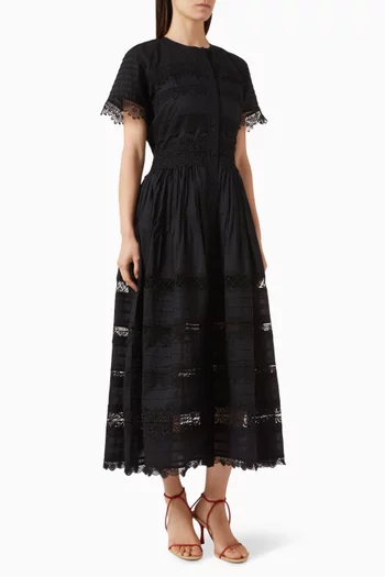 فستان كاميلا متوسط الطول قطن