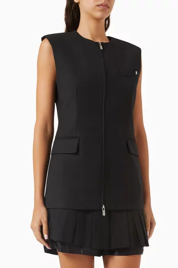 Zip Blazer Vest in Wool