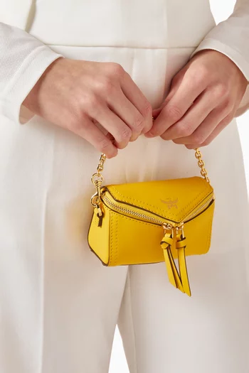 Nano Diamond 3D Bag Charm in Leather
