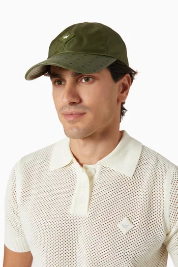 Baseball Cap in Canvas & Visetos Leather