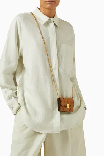 Mini Aren Chain Wallet in Visetos Canvas