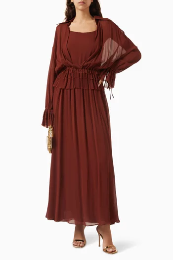 Frill Pleated Dress in Viscose