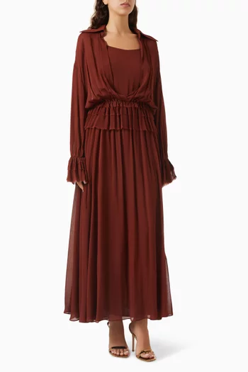 Frill Pleated Dress in Viscose