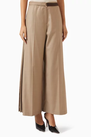 Pleated Wide-leg Pants in Wool-blend