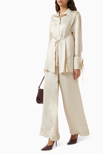 Stone-embroidered Wide-leg Pants