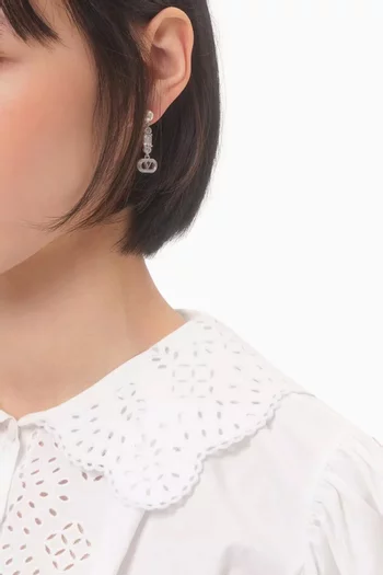 VLOGO Swarovski® Signature Earrings in Rhodium-tone brass