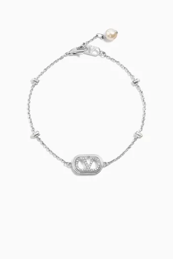 VLOGO Swarovski® Signature Bracelet in Rhodium-tone brass