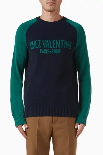 سترة بعبارة Chez Valentino بنسيج صوف