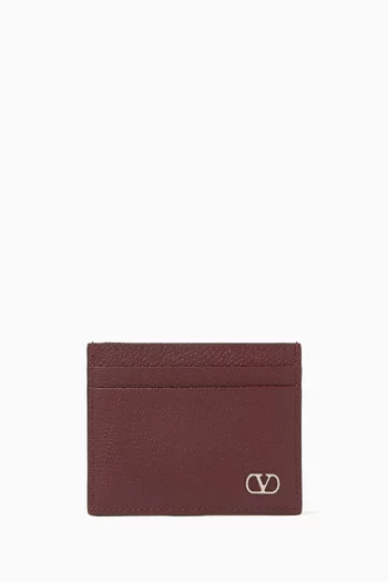 VLOGO Signature Card Holder in Grained Calfskin