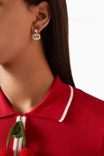 VLOGO Swarovski® Earrings in Rhodium-tone Brass