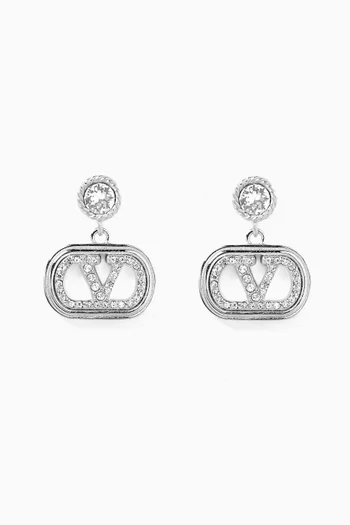VLOGO Swarovski® Earrings in Rhodium-tone Brass