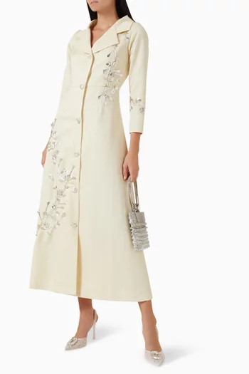 Floral Embroidered Maxi Dress in Brocade