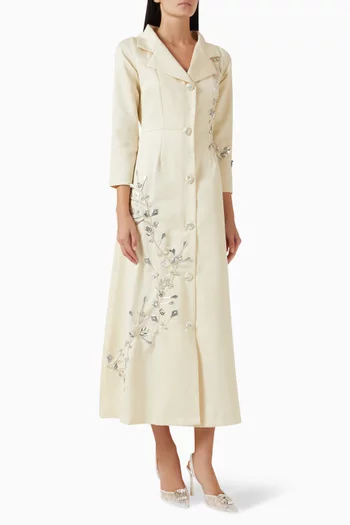 Floral Embroidered Maxi Dress in Brocade