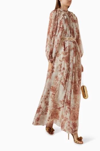 Floral-print Belted Maxi Dress