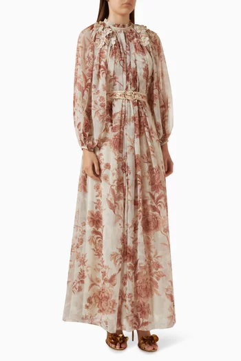 Floral-print Belted Maxi Dress