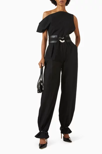 Off-shoulder Tailored Jumpsuit in Cotton