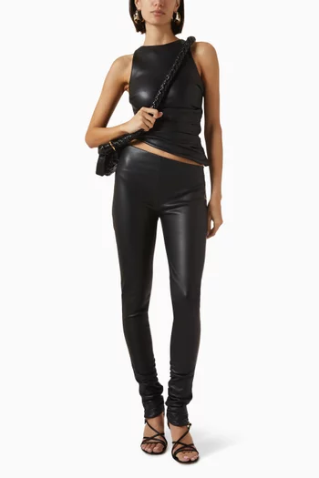 Yolande Asymmetric Racer Top in Vegan Leather