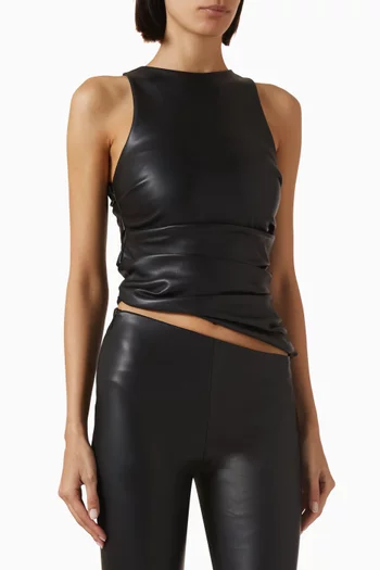 Yolande Asymmetric Racer Top in Vegan Leather