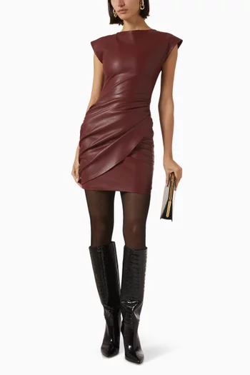 Gathered Mini Dress in Vegan Leather