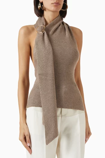Knitted Draped Halterneck Top