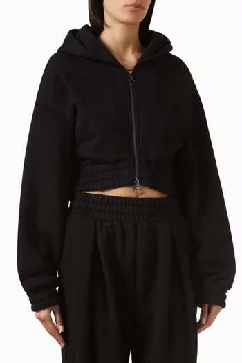 Josiane Crop Zip Hoodie in Cotton Fleece