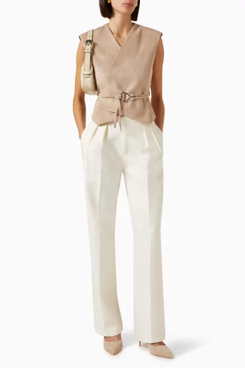 Wrap Belted Waistcoat in Suede