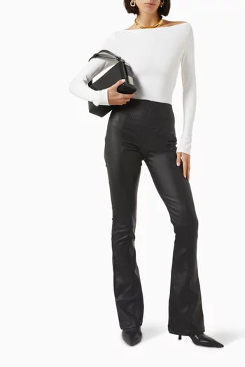 Wax-effect Flared Leggings in Vegan Leather