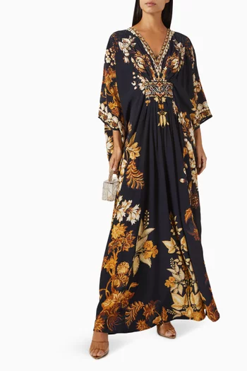 Imama Printed Kaftan in Bemberg Crepe