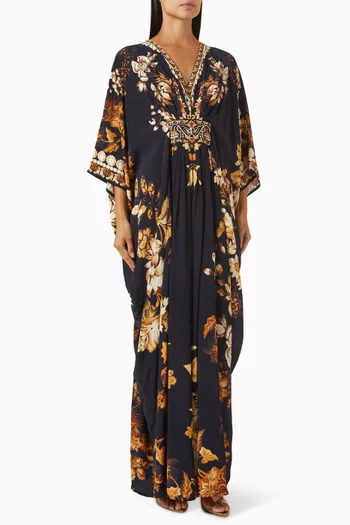 Imama Printed Kaftan in Bemberg Crepe