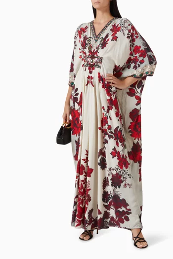 Imama Printed Kaftan in Bemberg Crepe