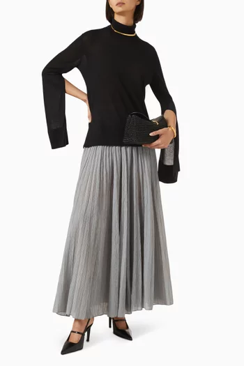 Slit-sleeve Turtleneck Top in Lyocell Blend