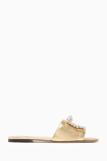 Valentino Garavani Adamantine Slides in Laminated Nappa Leather