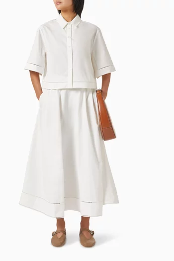 Ladder Lace Circle Skirt in Cotton Poplin